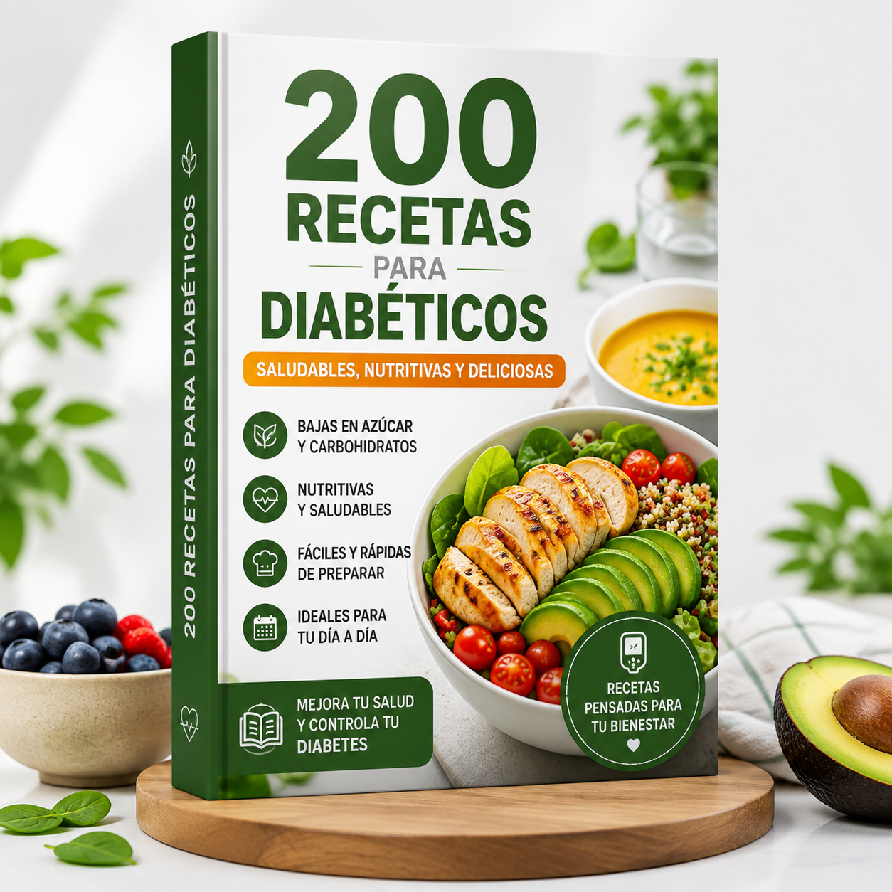 Ebook Recetas Para Diabéticos y Bajar de Peso con recetas saludables, planes de alimentación y preparaciones fáciles para mejorar los hábitos alimenticios.